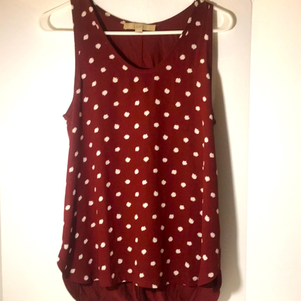 Loft tank brown white tank top size small office casual preppy vacation …